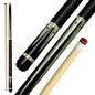 Set of pool cues with different designs on a white background