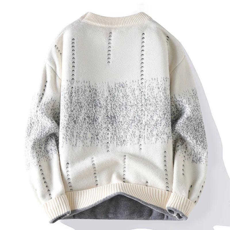 White sweater with a textured pattern on a white background
