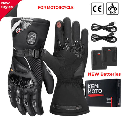 Motorcycle Heated Gloves Touch Screen Winter Warm Skiing Gloves Waterproof Rechargeable Heating Thermal Gloves For Snowmobile
