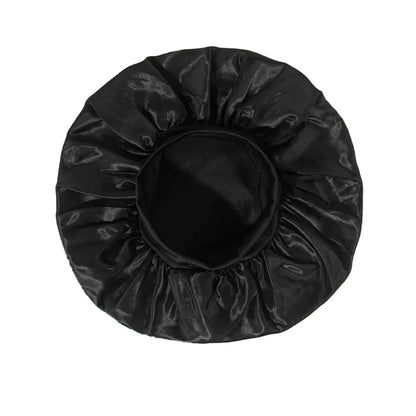 Damen Satin Haube Schlafhaube Haarpflege Seidenhaube Einfarbige breitkrempige Schlafhaube mit elastischem weichen Band