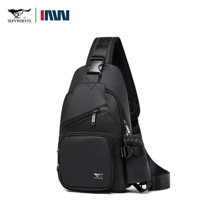 Men's Leather Sling Bag Waterproof Crossbody