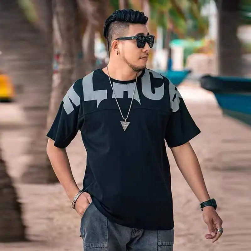 Men's Oversized Alphabet Print T-Shirt | 5XL