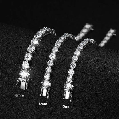 Serenity 3mm 4mm 5mm Moissanite Tennis Bracelet For Women Man Gift S925 Sterling Silver Plated 18K Moissanite Hand Chain Jewelry