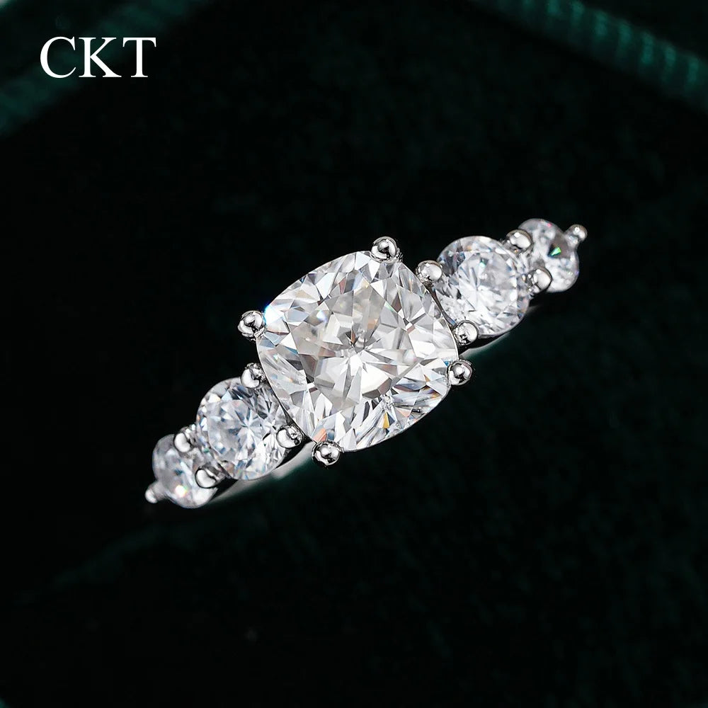 2ct Moissanite Engagement Ring 18K White Gold Princess Radiant Cut