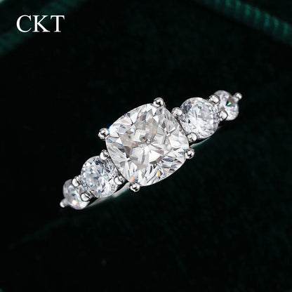2ct Moissanite Engagement Ring 18K White Gold Princess Radiant Cut