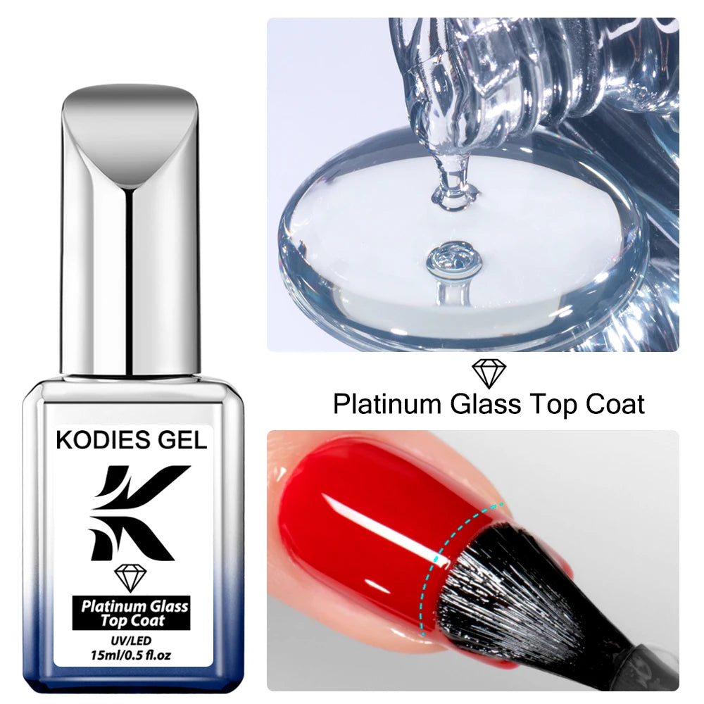 KODIES GEL Chrome Top Coat Nail Powder Finish UV Gel Nail Polish 15ML Super Shine Topcoat No Wipe Semi Permanent DIY Nails Art