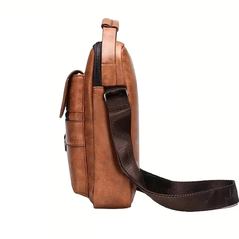 Mehrzweck-Herren-Umhängetasche für die Arbeit, PU-Umhängetasche/Aktentasche mit Griff, professioneller lässiger Tagesrucksack