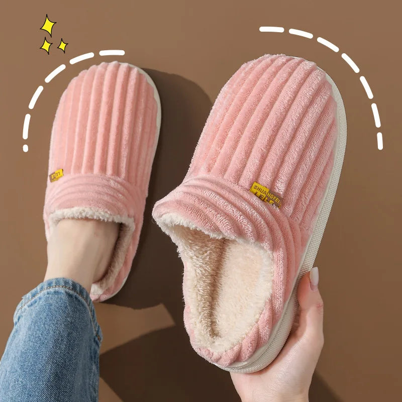 Bebealy Winter Fur Men Slippers Men Shoes Outdoor Nonslip Short Plush Men Slippers Casual Fuzzy House Ankle Men Boots Flat Shoes