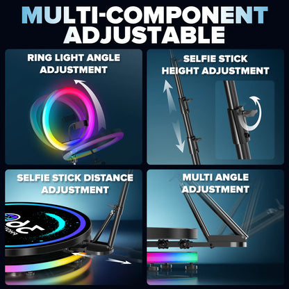 360° Fotoautomaten-Maschine Selfie-Stand Kostenlos anpassbares Logo mit RGB-Licht App-Fernbedienung für Partys und Events mit Koffer