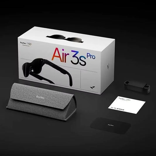 Box labeled 'Air 3s Pro' with accessories on a dark background