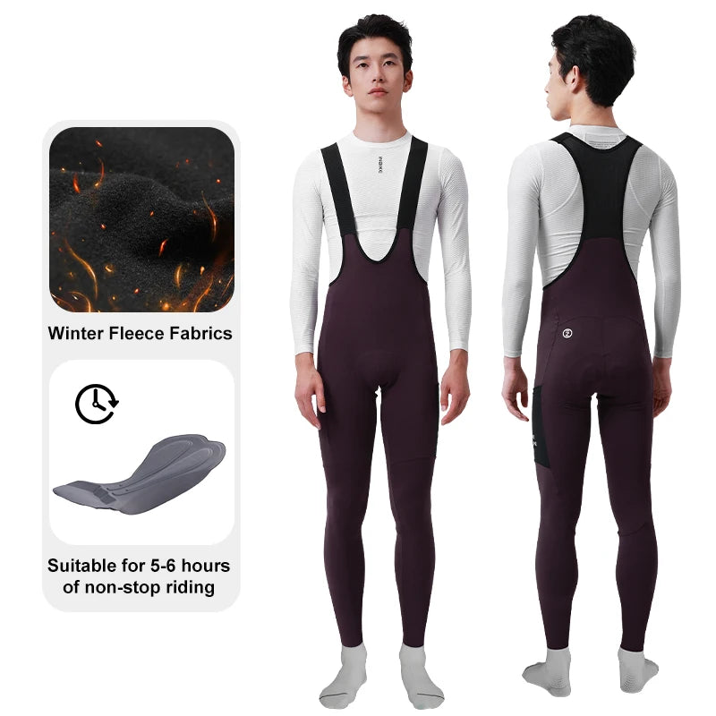INBIKE Winter Cycling Bib Pants Thermal Fleece Men's MTB Cycling Clothing 3D Padded Cold Weather Bike Bib Tights Legging Clothes
