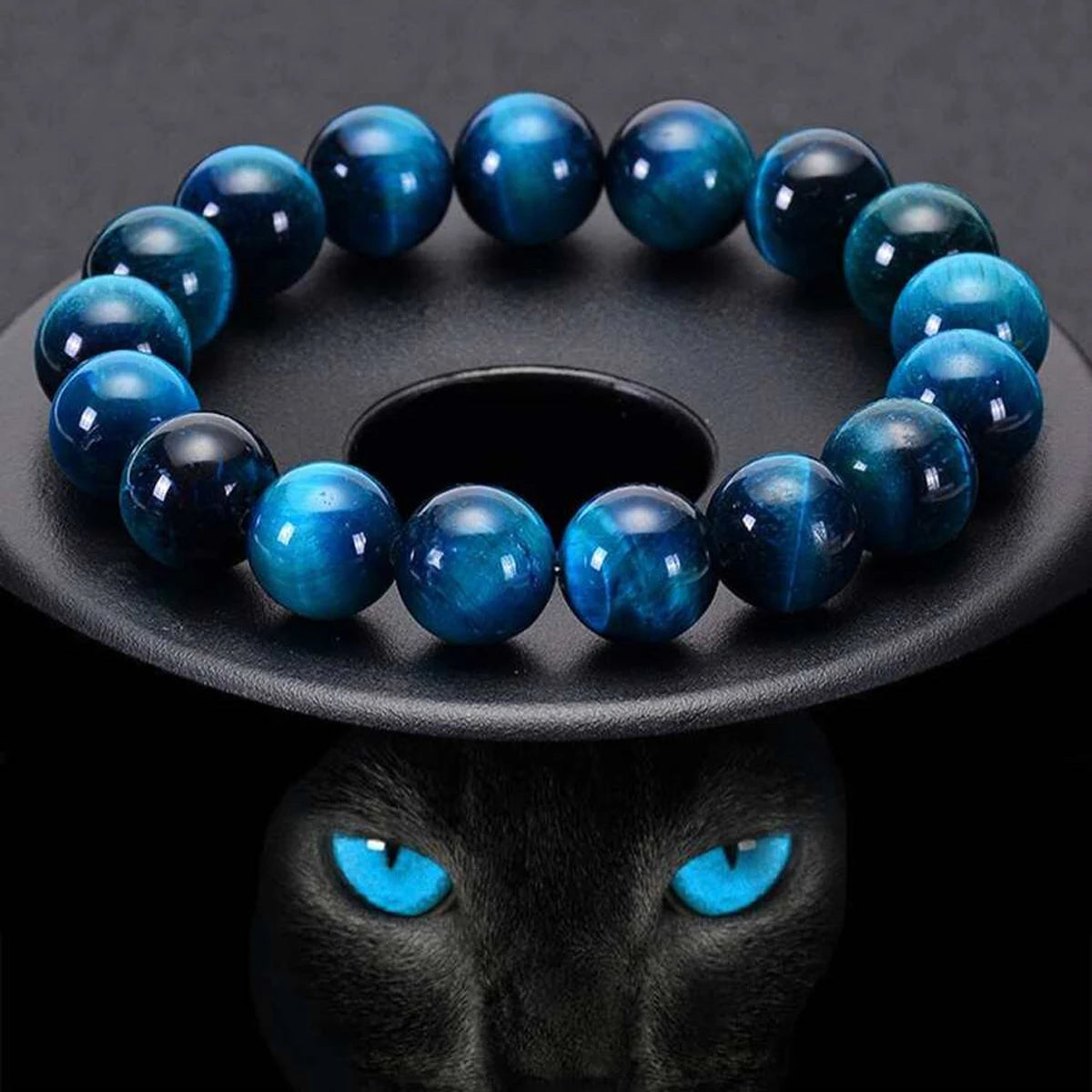 1 Stück 6/8/10mm Minimalistisches blaues Tigerauge-Steinperlenarmband Naturstein runde Perlenarmband zur täglichen Dekoration
