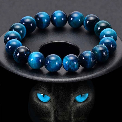 1 Stück 6/8/10mm Minimalistisches blaues Tigerauge-Steinperlenarmband Naturstein runde Perlenarmband zur täglichen Dekoration