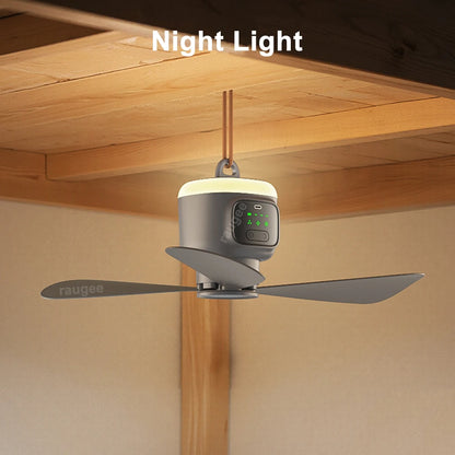 12000mAh Portable Camping Fan with LED Light & Remote