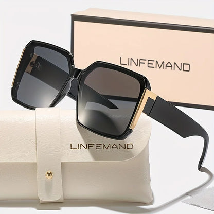 LINFEMAND Fashion Large Frame Decoration Glasses for Women UV400 Sunglasses Set Summer Dance Party Holiday Gift