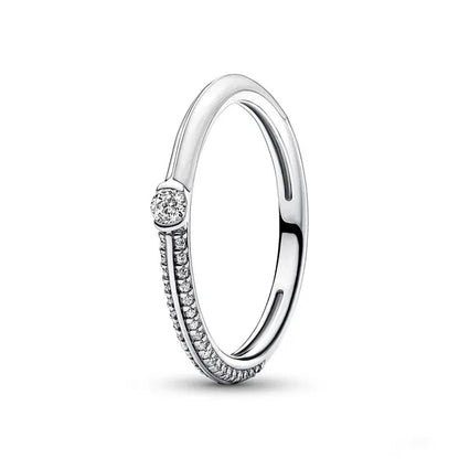 New 925 Sterling Silver Rings Stackable Infinite Heart Red Enamel for Women Mom Original Silver 925 Wedding Ring Jewelry Gift