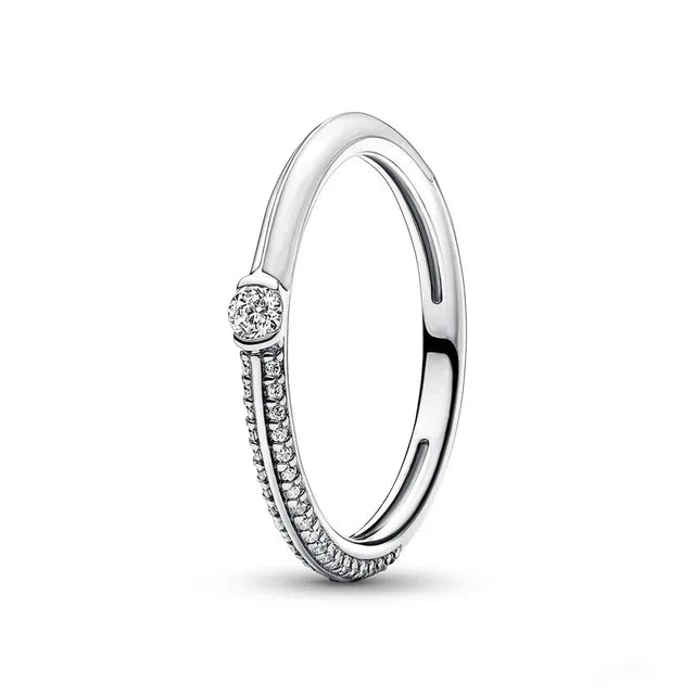 New 925 Sterling Silver Rings Stackable Infinite Heart Red Enamel for Women Mom Original Silver 925 Wedding Ring Jewelry Gift