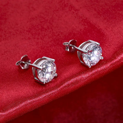 Moissanite Stud Earrings 925 Silver D Color 0.5-2ct