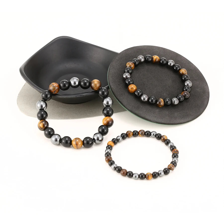 Black Obsidian Hematite Tiger Eye Beads Bracelets Magnetic Health Protection Jewelry