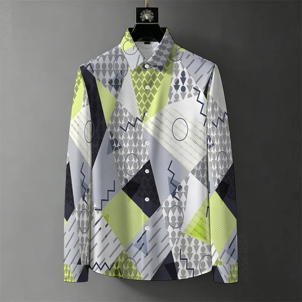 Teglex Men's Wrinkle-Free Color-Block Long Sleeve Shirt
