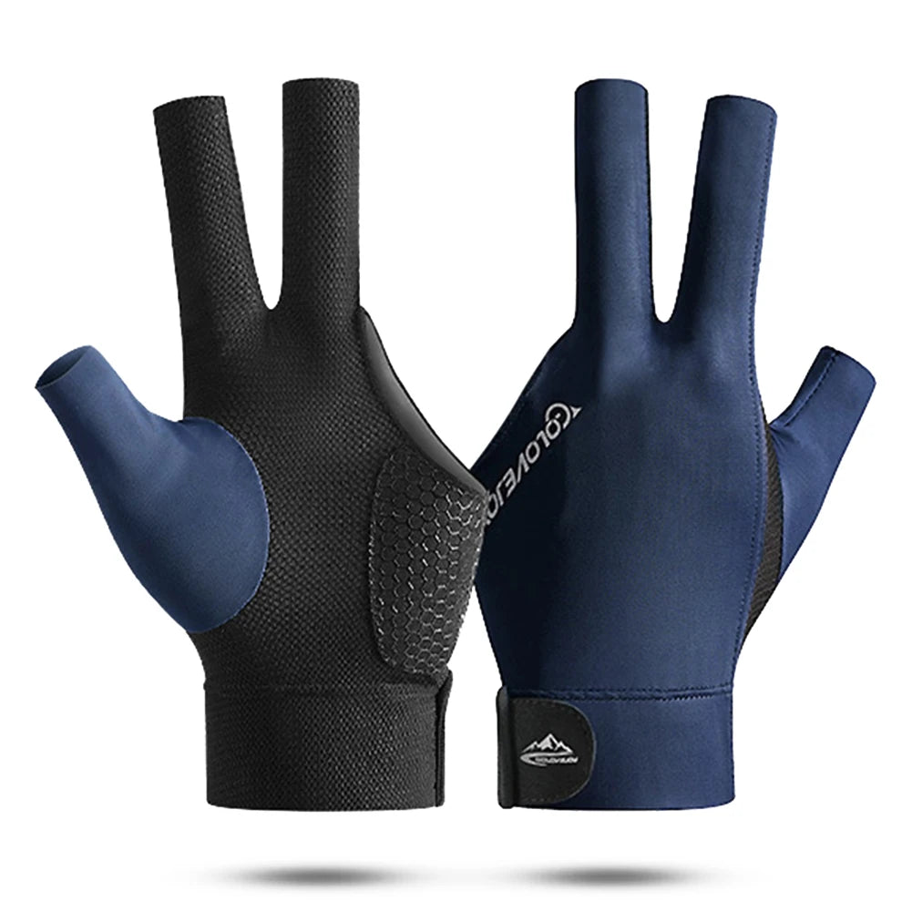 Offene Finger Billardhandschuhe Atmungsaktives Polyester Snooker-Poolhandschuhe Verstellbarer Klettverschluss Glatt Weich Leicht Amateurtraining
