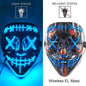 Drahtlose Neon-LED-Reinigungsmaske, im Dunkeln leuchtende Cosplay-Horrormaske, Halloween-Maskerade-Partymasken, leuchtende, lustige Verkleidung