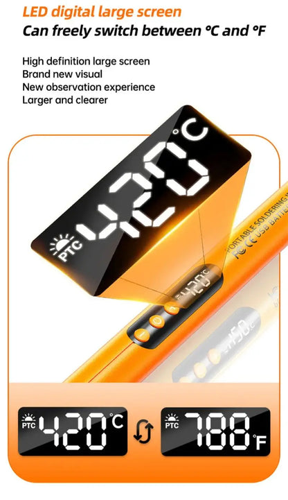 USB Wireless  Digital Electric Soldering Iron Kit  Cordless Adjustable Temperature 300-450℃ Smart Welding Solder Tool