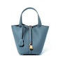 Genuine Leather Shoulder Bucket Bag Women Litchi Pattern Mini Basket Tote Soft Handbag Mommy Bride Wedding Bags with Lock