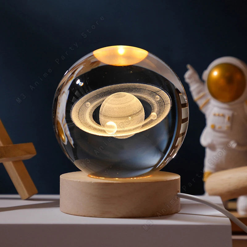 3D Crystal Ball Galaxy Night Light LED Lamp 5cm