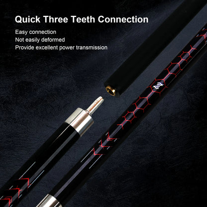 Premium carbon fiber pool cue for snooker and American 9-ball game, with a red monster design, smooth grip, 13mm tip and 148cm