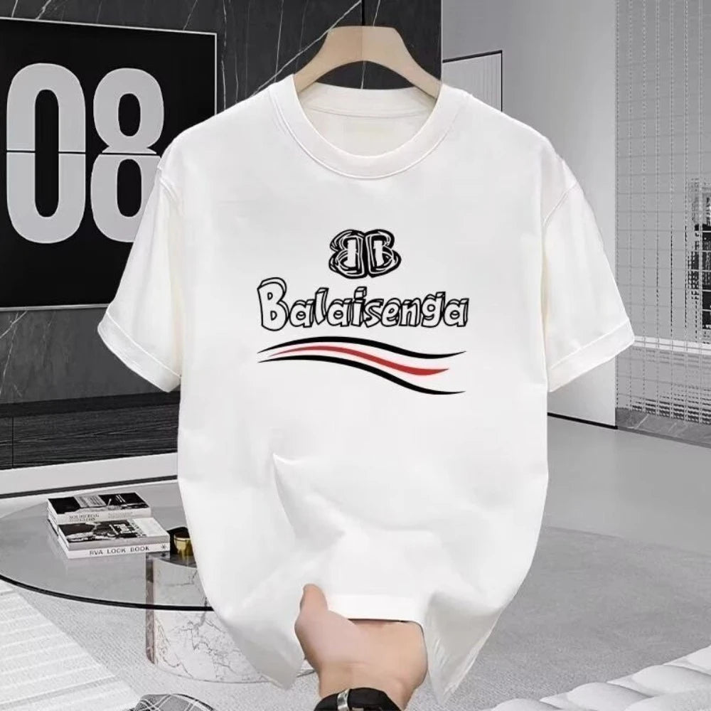 2025 Amerikanisches kurzärmeliges Sommer-T-Shirt aus schwerer Baumwolle für Herren und Damen, leger, trendige Markenbedruckung, lockerer Rundhals