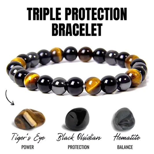 Black Obsidian Hematite Tiger Eye Beads Bracelets Magnetic Health Protection Jewelry