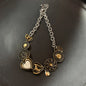 Vintage Leather Brown Stone Pendant Necklace Stacking Choker Temperament Clavicle Chain for Women Girl Autumn Winter Necklace