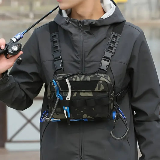 Fishing Vest Bag Men's Camo Fishing Lures Utility Tackle Chest Bags Waist Pack Outdoor Mountaineering Camping Hiking Hunting