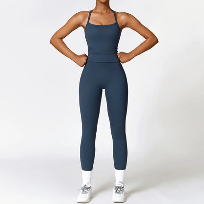 2PCS Yoga Set Women Gym Clothing Fitness Workout Set Sportswear Female Long Sleeve Crop Top High Waist Leggings Sports Suits