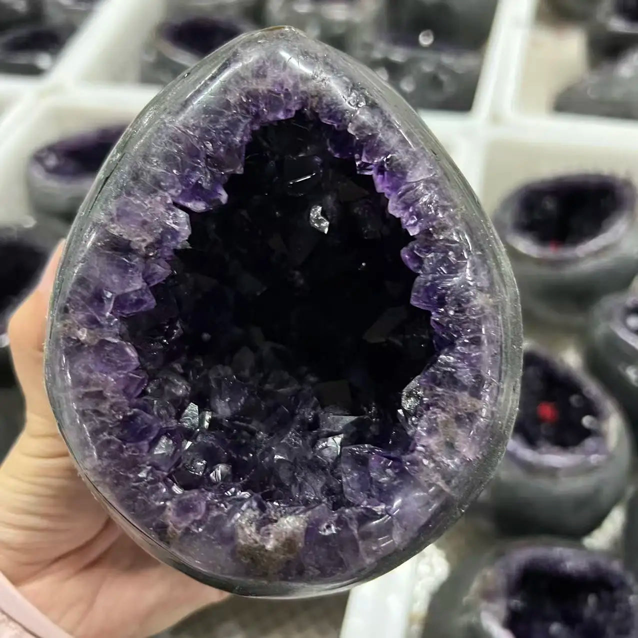 Natural amethyst dinosaur egg quartz crystal cave specimen treatment spiritual energy