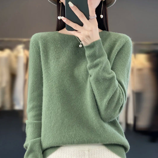 Cashmere sweater women's sweater in autumn and winter 100% merino wool fashion O-neck autumn warm pullover top