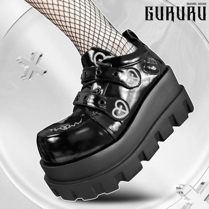 Original Punk Style Love Cross Macaron Subculture Platform Shoes Femme Spring Autumn 2025 New Elegant Casual Women's Pumps