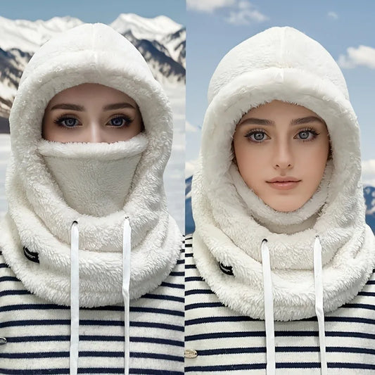 Adjustable Winter Balaclava Hat with Sherpa Hood and Windproof Ski Face Cover for Men and Women