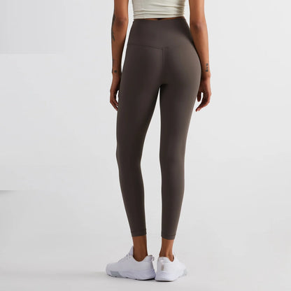 Einfarbige Rückentasche Hohe Taille Yoga Leggings Damen Sport Cropped Pants Butterweiche Athletik Gym Umfassendes Training Joggen