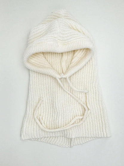 Women Knitted Balaclava Fashion Fake Collar Shawl Hooded Hat Thick Warm Beanines Winter Hat official website tool undefine