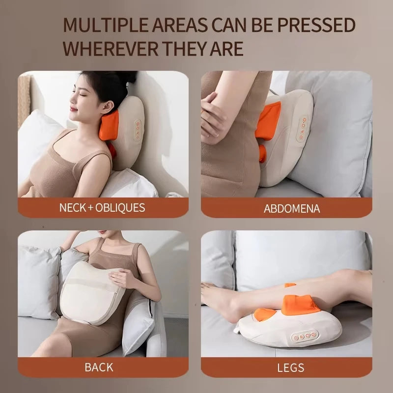 3D Shiatsu Kneading Massage Cushion – Wireless Heated Pillow for Neck, Waist, Leg & Cervical Relief