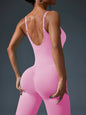 Einteiliger nahtloser Sport-Yoga-Jumpsuit, sexy rückenfreier Bodycon-Trainingsanzug für Damen, Outfit, Fitnessstudio-Set, Sportbekleidung, Trainingsanzug