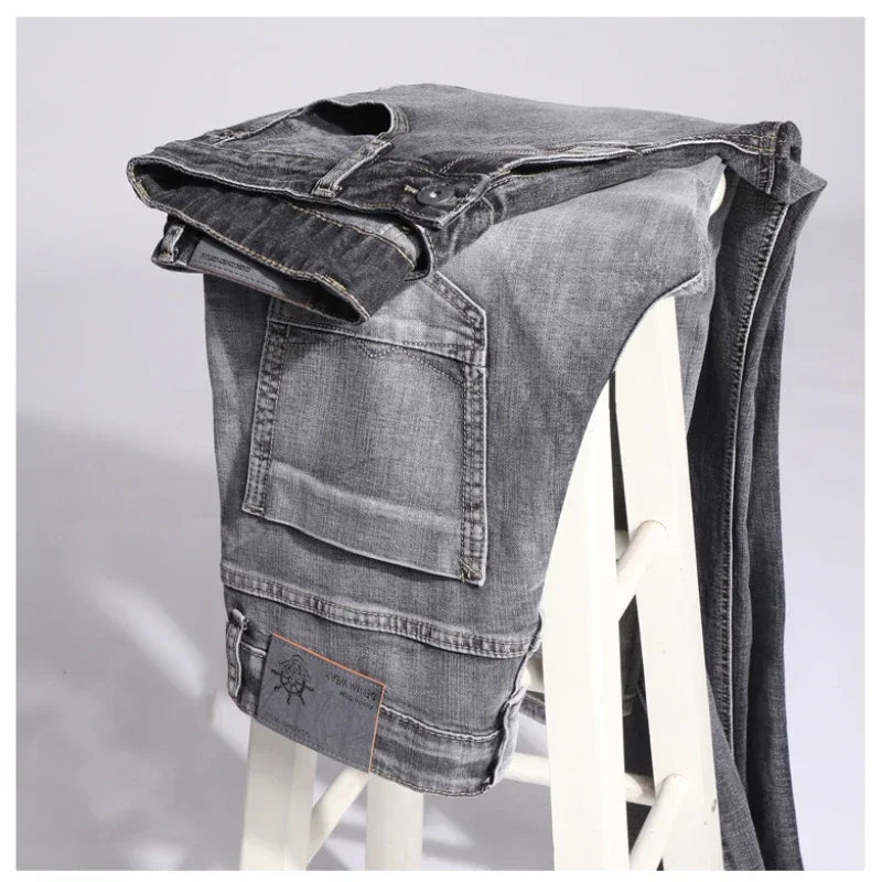 Men's Cotton Stretch Jeans – Slim Straight Lightweight