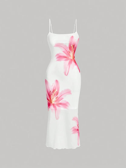 Elegant womens summer dress, resort-style dress