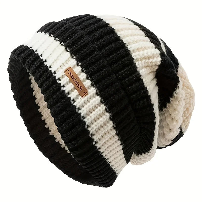 Korean Fashion Striped Knitted Hat Trend Lightweight Hat For Men Women Warm Windproof Autumn Winter Suitable For Outdoor Cycling