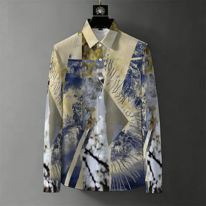 Teglex Men's Wrinkle-Free Color-Block Long Sleeve Shirt