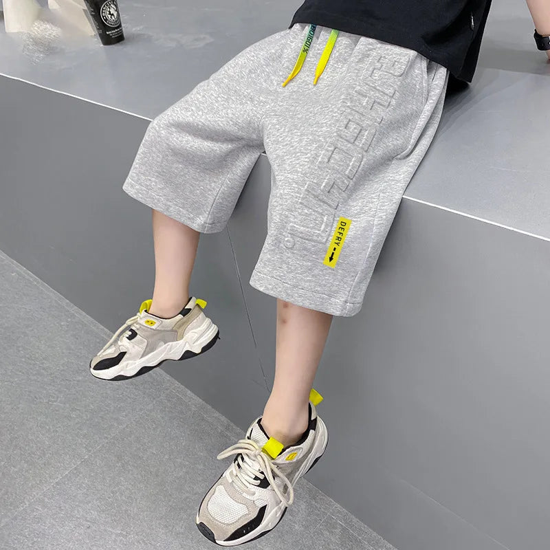 Kinder-Shorts, Sommerkleidung, locker, bequem, atmungsaktiv, Fünfviertelhosen, Jungen-Freizeitsporthosen für draußen