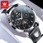 OLEVS Automatic Moon Phase Watch for Men — Leather, Waterproof, Luminous