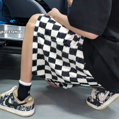 Men's Ice Silk Shorts – Chessboard Loose Casual Fit